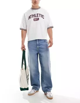 Bershka – синие джинсы оверсайз с закрученными швами