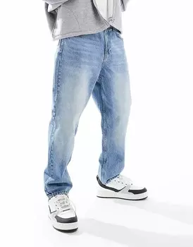 Bershka – синие джинсы свободного кроя