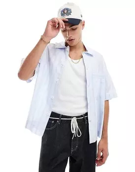 Bershka – синяя рубашка в свободную полоску