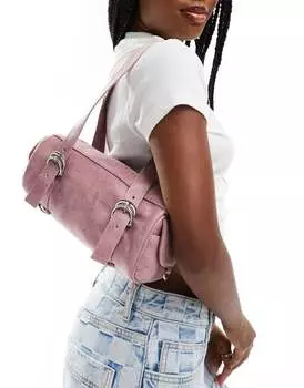 Bershka - Сумка для боулинга розового цвета с эффектом замши