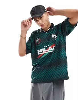 Bershka — зеленая спортивная футболка в стиле ретро