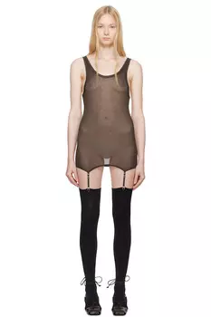 Беспаечный топ-бюстье с подвязками Rib Lemaire, коричневый