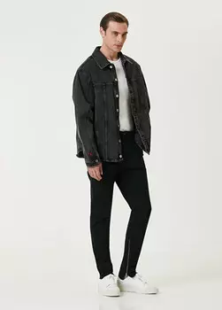 Бесплатная небеса уничтожила серую мужскую джинсовую куртку Pcfg, серый