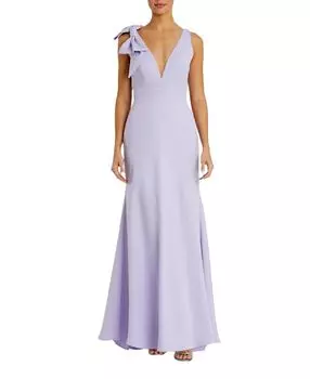 Бесплатное платье-русалка с V-образным вырезом и бантом Mac Duggal, фиолетовый
