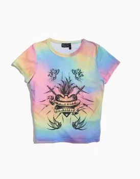 Бесполая детская футболка из сетки радужного цвета с принтом спереди ASOS DESIGN PRIDE