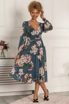 Беспорядочное платье Gianna с длинными рукавами Jolie Moi, зеленый