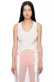 Беспроблемный топ с вырезом-качелькой Bow Tail Simone Rocha, цвет ivory