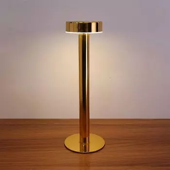 Беспроводная светодиодная настольная лампа, перезаряжаемая 2000 мАч, металлический алюминиевый корпус, USB-светодиодная настольная лампа для ресторанов, баров, спальни, золото Ljianglishnw