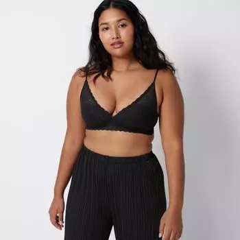 Беспроводной бюстгальтер (эластичное кружево) UNIQLO, черный