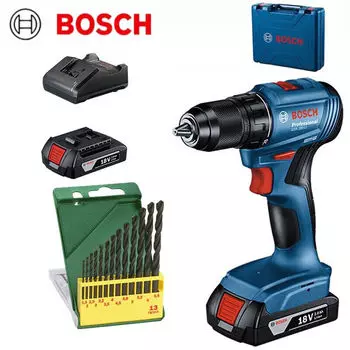 Дрель электрическая Bosch GSB 185-Li + набор сверл, аккумулятор, зарядное устройство, кейс
