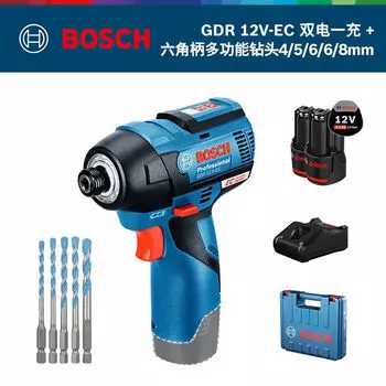 Шуруповерт Bosch GDR 12V-EC + сверла, два аккумулятора, зарядное устройство