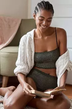 Бесшовная бандо с люрексом от Anthropologie, черный