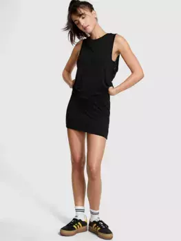 Бесшовная драпированная майка с мышцами Pink, черный