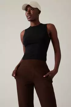 Бесшовная футболка без рукавов Renew с подчеркивающим мышцы кроем Athleta, черный