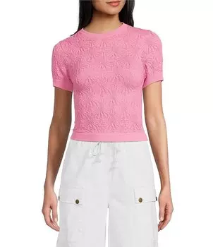 Бесшовная футболка C&V Chelsea с фиолетовым фактурным цветочным принтом C&V Chelsea & Violet, розовый