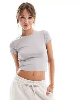 Бесшовная футболка цвета пепла Hollister