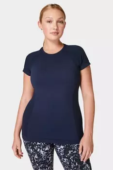 Бесшовная футболка для тренировок спортсменов Sweaty Betty, синий