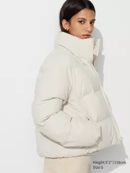 Бесшовная короткая куртка-пуховик Uniqlo, цвет 30 бежевый