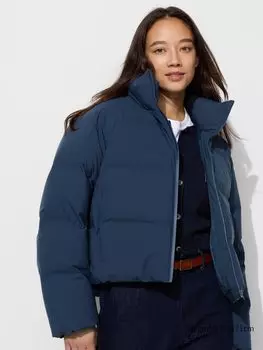 Бесшовная короткая куртка-пуховик Uniqlo, цвет 68 синий