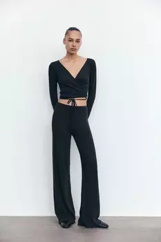 Бесшовная куртка с запахом ZARA, темно-серый