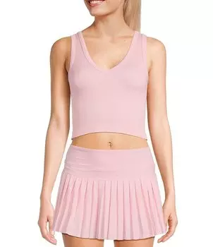 Бесшовная майка GB в рубчик с V-образным вырезом, розовый