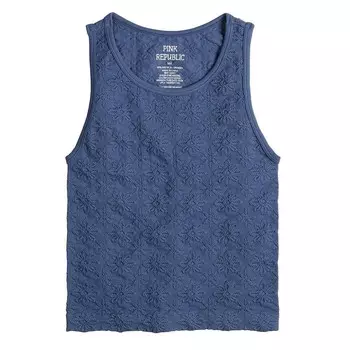 Бесшовная майка с цветочным принтом Pink Republic для девочек 6–20 лет, стандартного размера и размера плюс, цвет Dusty Indigo