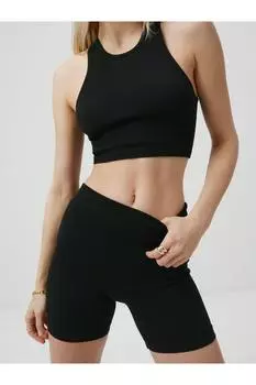 Бесшовная майка с воротником-борцовкой Nasty Gal, черный