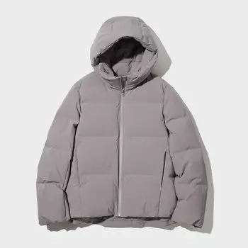 Бесшовная пуховая парка с капюшоном UNIQLO, серый