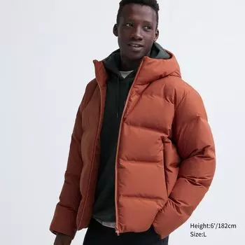 Куртка Uniqlo пуховая с капюшоном Uniqlo, 27 оранжевый