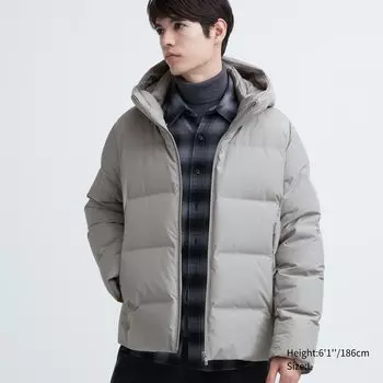 Куртка Uniqlo пуховая с капюшоном Uniqlo, 02 светло-серый