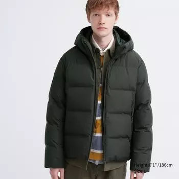 Куртка Uniqlo пуховая с капюшоном Uniqlo, 59 темно-зеленый