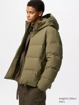 Бесшовная пуховая парка Uniqlo, коричневый