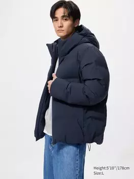Бесшовная пуховая парка Uniqlo, синий