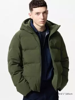 Бесшовная пуховая парка Uniqlo, зеленый