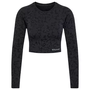 Бесшовная укороченная футболка Hmlmt Pi L/S Футболка L/S для женщин HUMMEL, черный
