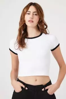 Бесшовная укороченная футболка Ringer Forever 21, белый