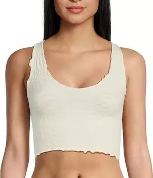 Бесшовная укороченная майка с отделкой салата Free People Here For You, бежевый