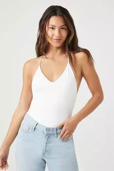 Бесшовное боди крест-накрест Forever 21, белый