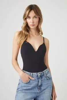 Бесшовное боди на бретельках Sweetheart Forever 21, черный