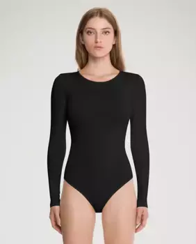 Бесшовное боди с длинными рукавами Wolford, черный