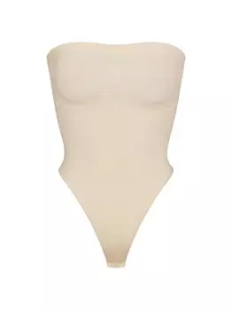 Бесшовное боди Sculpt без бретелек SKIMS, песочный