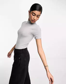 Бесшовное боди серого цвета с короткими рукавами ASOS DESIGN