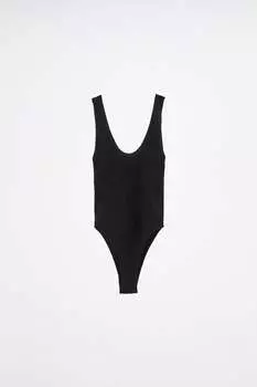 Бесшовное боди стрейч ZARA, черный