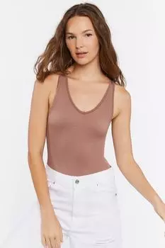 Бесшовное боди в рубчик Forever 21, серо-коричневый