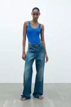 Бесшовное боди ZARA, электрический синий