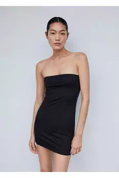 Бесшовное платье без бретелек Mango, черный