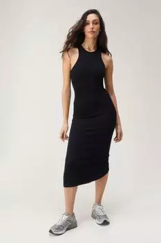 Бесшовное платье миди на бретельках с воротником-борцовкой Nasty Gal, черный