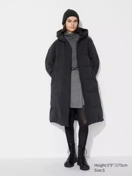 Длинное пуховое пальто Uniqlo, 09 черный