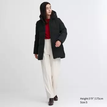 Бесшовное пуховое короткое пальто Uniqlo, черный