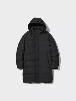 Бесшовное пуховое пальто Uniqlo, черный